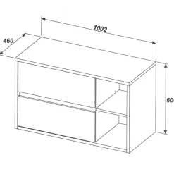 Mobile bagno sospeso 100cm 2 cassetti rovere antracite Stony