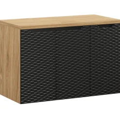 Mobile bagno sospeso 90cm 3 ante nero rovere Swim