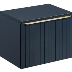 Mobile bagno sospeso 60cm 1 cassettone e 1 cassetto attrezzato cannettato blu Deep