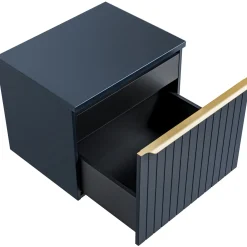 Mobile bagno sospeso 60cm 1 cassettone e 1 cassetto attrezzato cannettato blu Deep