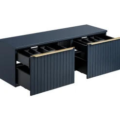 Mobile bagno sospeso 180cm 2 cassettoni e 2 cassetti attrezzati cannettato blu Deep