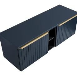 Mobile bagno sospeso 180cm 2 cassettoni e 2 cassetti attrezzati cannettato blu Deep