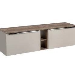 Mobile bagno sospeso 180cm 2 cassettoni e 2 cassetti attrezzati e 2 vani grigio quercia Serif