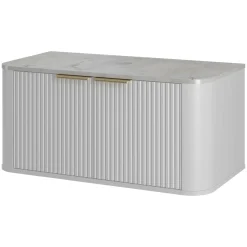 Mobile bagno sospeso 90cm con lavabo, colonna e pensile cannettato bianco Lusso