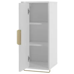 Mobile bagno sospeso 90cm con lavabo, colonna e pensile cannettato bianco Lusso