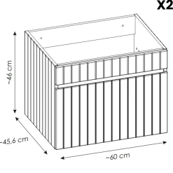 Mobile bagno sospeso 140cm cannettato 2 cassettoni rosa Autentic