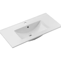 Mobile bagno sospeso 80cm cannettato con lavabo 2 cassetti bianco Cleany