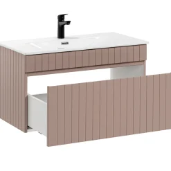 Mobile bagno sospeso 80cm cannettato con lavabo 1 cassettone rosa Autentic