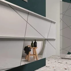 Mobile bagno sospeso 120cm con doppio lavabo e specchio bianco lucido specchi Olimpo