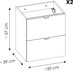Mobile bagno sospeso 100cm con 2 lavabi e colonna rovere Rovery