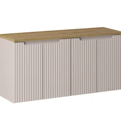 Mobile bagno sospeso 120cm cannettato 4 ante beige rovere Cleany
