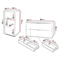 Mobile bagno sospeso 80cm con pensile nero Hakone 3