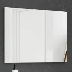 Mobile bagno sospeso 80cm con lavabo e specchio cemento bianco Oscar