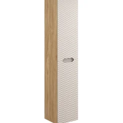 Mobile bagno sospeso 120cm con lavabo, specchio, colonna e 3 pensili beige rovere Swim