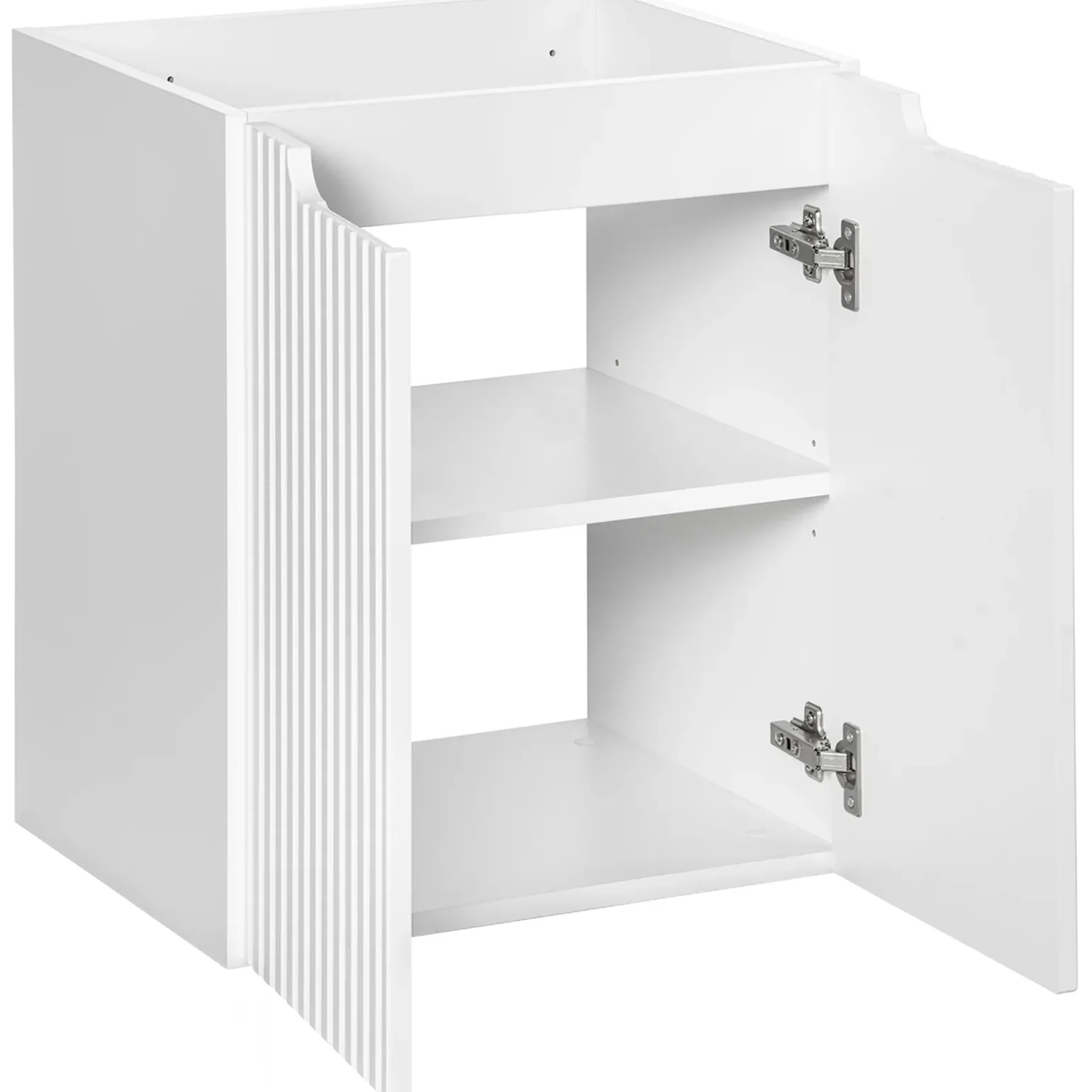 Mobile bagno sospeso 50cm cannettato con lavabo 2 ante bianco Cleany