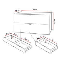 Mobile bagno sospeso 80cm con lavabo 2 cassetti nero Hakone 4