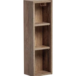Mobile bagno sospeso 80cm con lavabo, mobile specchio e colonna grigio quercia Serif