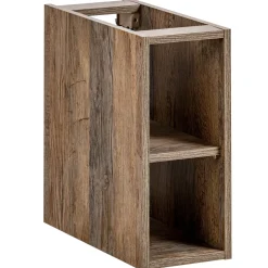 Mobile bagno sospeso 80cm con lavabo, mobile specchio e colonna grigio quercia Serif