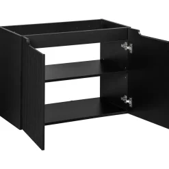 Mobile bagno sospeso 80cm cannettato con lavabo 2 ante nero Cleany
