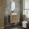 Mobile bagno sospeso 80cm cm 2 cassetti quercia antracite Limpid