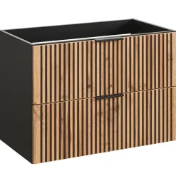 Mobile bagno sospeso 80cm cm 2 cassetti quercia antracite Limpid