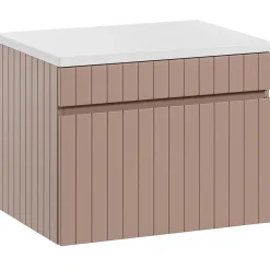 Mobile bagno sospeso 60cm cannettato 1 cassettone rosa Autentic