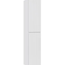 Mobile bagno sospeso 140cm cannettato con 2 lavabi, colonna e specchio bianco quercia Autentic