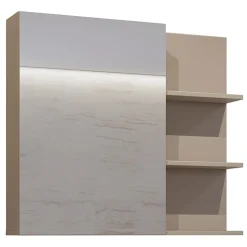 Mobile bagno sospeso 78cm con specchio e colonna tortora nero Linda