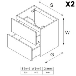 Mobile bagno sospeso 120cm con 2 lavabi, colonna, pensile e base sospesa nero rovere Swim