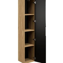 Mobile bagno sospeso 120cm con 2 lavabi, colonna, pensile e base sospesa nero rovere Swim