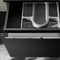Mobile bagno sospeso 120cm con 2 lavabi, specchio e colonna nero Serif