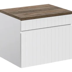 Mobile bagno sospeso 60cm cannettato 1 cassettone bianco quercia Autentic