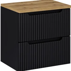 Mobile bagno sospeso 60cm cannettato 2 cassetti nero rovere Cleany
