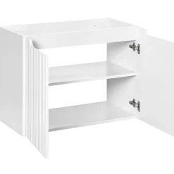 Mobile bagno sospeso 80cm cannettato 2 ante bianco rovere Cleany