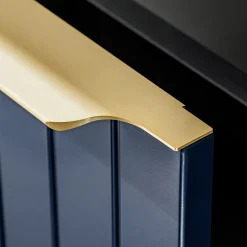 Mobile bagno sospeso 60cm con lavabo, specchio e colonna cannettato blu Deep