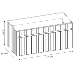 Mobile bagno sospeso 100cm cannettato 1 cassettone rosa Autentic
