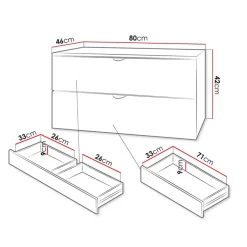 Mobile bagno sospeso 80cm con lavabo 2 cassetti bianco Hakone 4