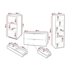 Mobile bagno sospeso 80cm con colonna e pensile bianco Hakone