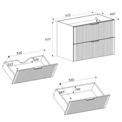 Mobile bagno sospeso 60cm cm con lavabo quercia antracite Limpid