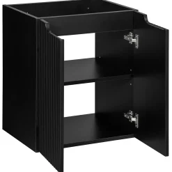 Mobile bagno sospeso 50cm cannettato con lavabo 2 ante nero Cleany