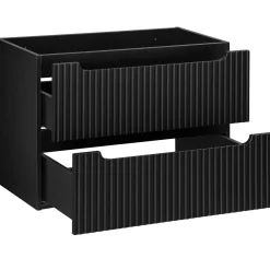 Mobile bagno sospeso 80cm cannettato 2 cassetti nero rovere Cleany