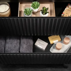 Mobile bagno sospeso 80cm cannettato 2 cassetti nero rovere Cleany