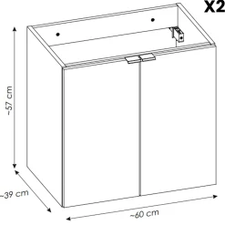 Mobile bagno sospeso 120cm con 2 lavabi e colonna rovere Rovery