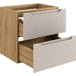 Mobile bagno sospeso 60cm con lavabo da incasso 2 cassetti beige rovere Swim
