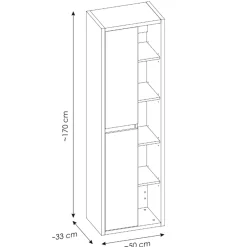 Mobile bagno sospeso 100cm con lavabo, mobile specchio e colonna rovere antracite Veny