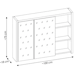 Mobile bagno sospeso 100cm con lavabo, mobile specchio e colonna rovere antracite Veny