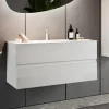 Mobile bagno sospeso 80cm con lavabo 2 cassetti bianco lucido Moon