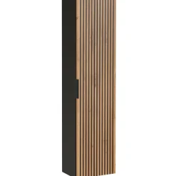 Mobile bagno sospeso 80cm cm con lavabo, specchio, colonna e cubotti quercia antracite Limpid