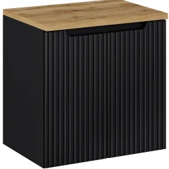 Mobile bagno sospeso 60cm cannettato 2 ante nero rovere Cleany