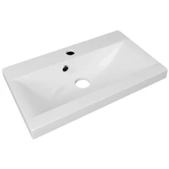 Mobile bagno sospeso 60cm con lavabo, specchio e 2 colonne bianco lucido Luz